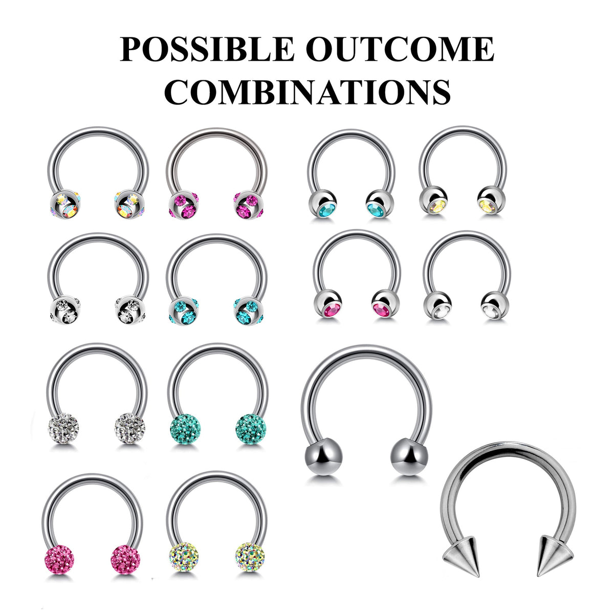 Horseshoe Septum Ring: Custom Barbell Piercing, 16g/14g
