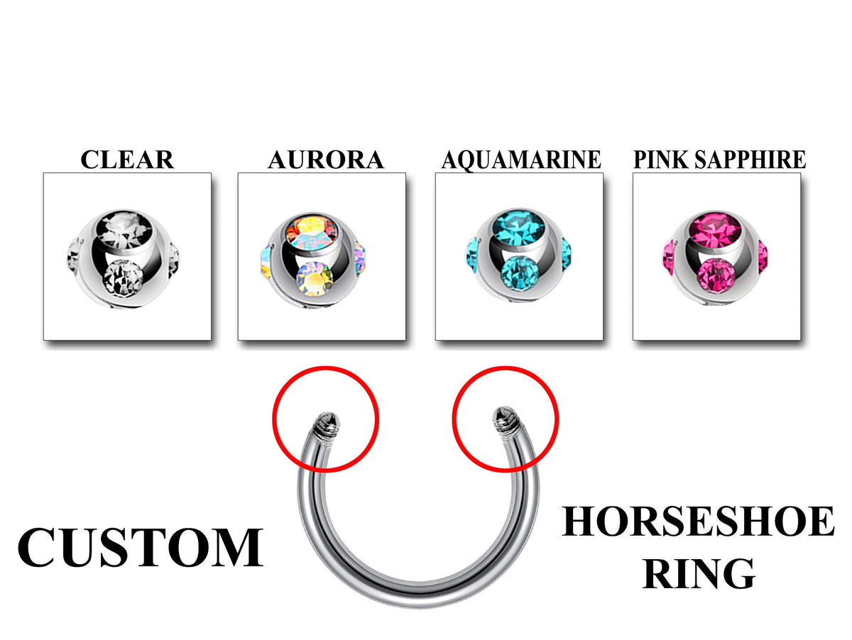 Horseshoe Septum Ring: Custom Barbell Piercing, 16g/14g