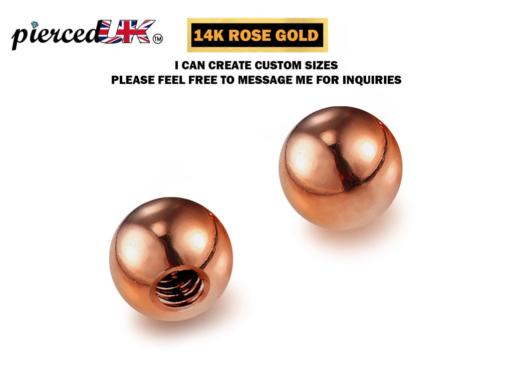 14K Rose Gold Threaded Piercing Ball Replacement: Handmade Body Jewelry