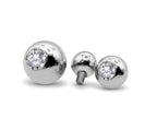 14K White Gold Piercing Ball: Crystal Gem, Internally Threaded
