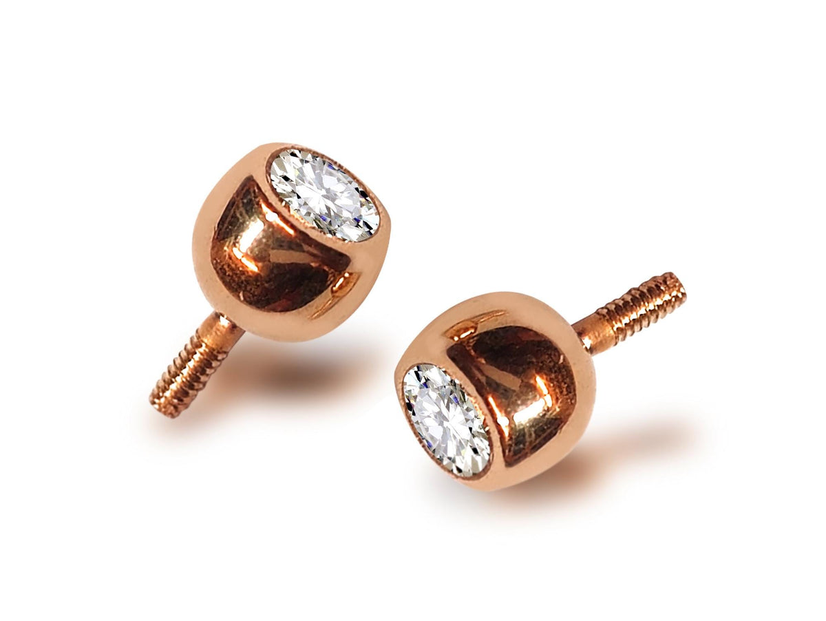 14K Rose Gold Piercing Ball: Crystal Gem, Internally Threaded Replacement