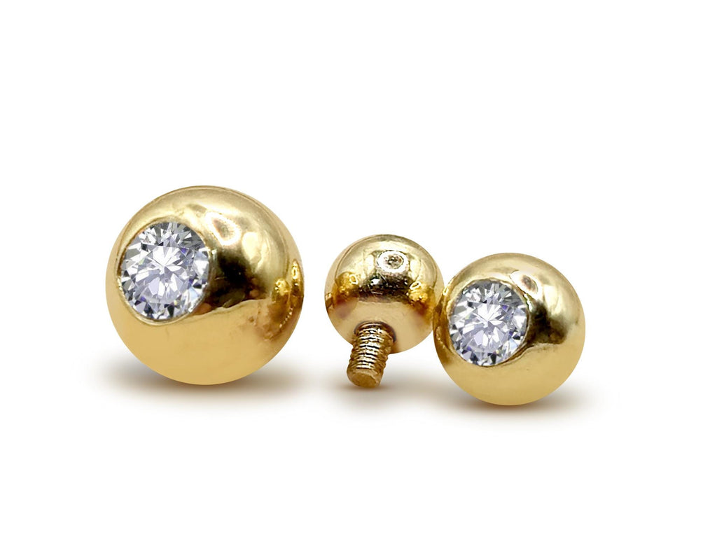 14K Gold Piercing Ball: Internally Threaded Crystal Replacement