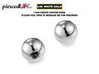 14K White Gold Threaded Piercing Ball Replacement: Handmade Body Jewelry