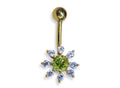 14K Solid Gold Flower Belly Button Ring: 14g Navel Piercing