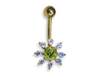 14K Solid Gold Flower Belly Button Ring: 14g Navel Piercing