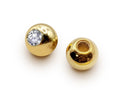 14K Gold Piercing Ball: Clear Crystal Replacement Attachment