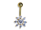 14K Solid Gold Flower Belly Button Ring: 14g Navel Piercing