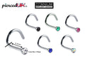 Titanium Nose Stud: 18g Nostril Screw Ring with CZ Crystal