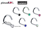 Titanium Nose Stud: 18g Nostril Screw Ring with CZ Crystal