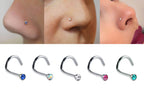 Titanium Nose Stud: 18g Nostril Screw Ring with CZ Crystal