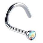 Titanium Nose Stud: 18g Nostril Screw Ring with CZ Crystal