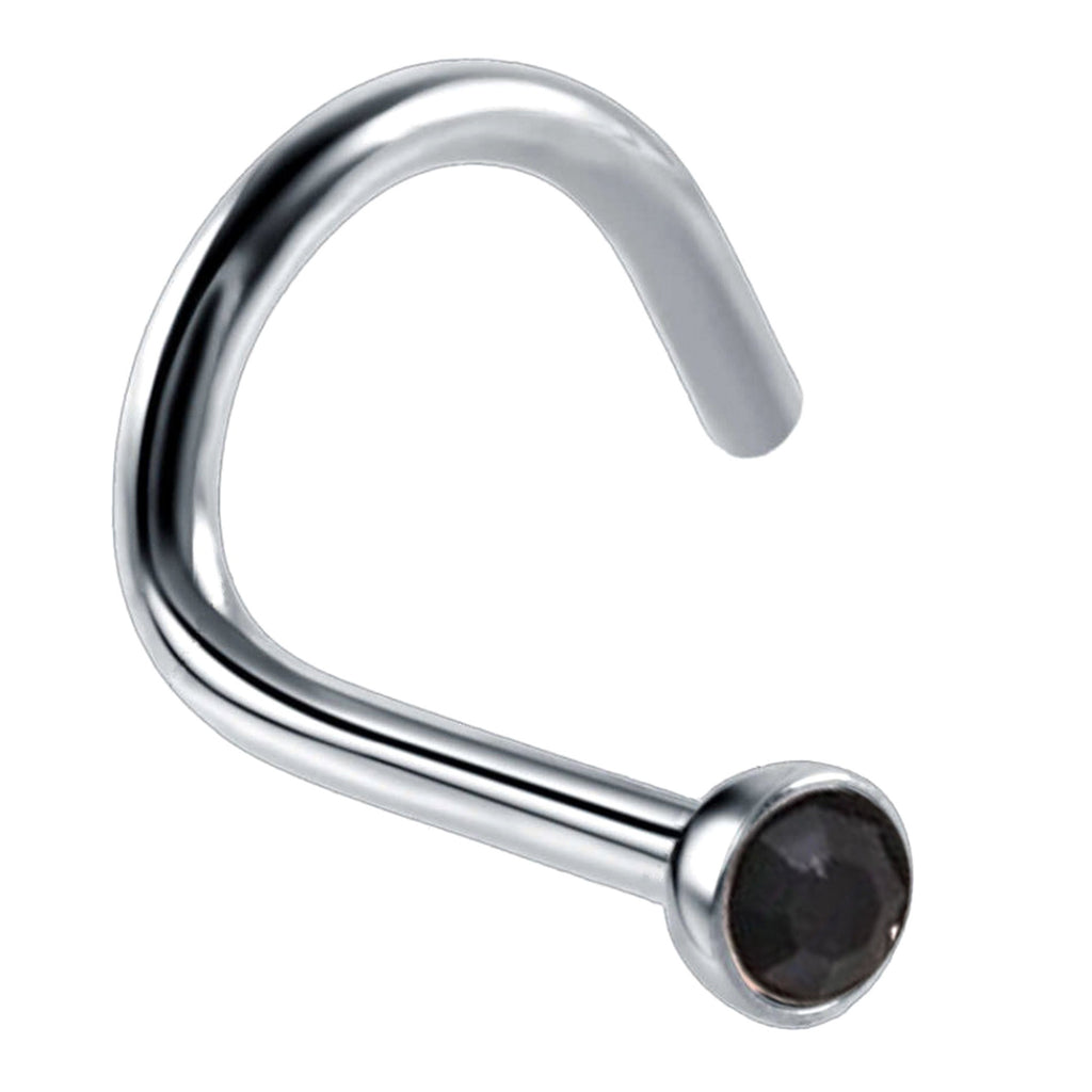Titanium Nose Stud: 18g Nostril Screw Ring with CZ Crystal