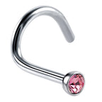 Titanium Nose Stud: 18g Nostril Screw Ring with CZ Crystal