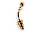 14K Gold Spike Eyebrow Barbell: 16G Body Piercing Jewelry