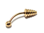 14K Gold Spike Eyebrow Barbell: 16G Body Piercing Jewelry