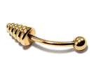14K Gold Spike Eyebrow Barbell: 16G Body Piercing Jewelry