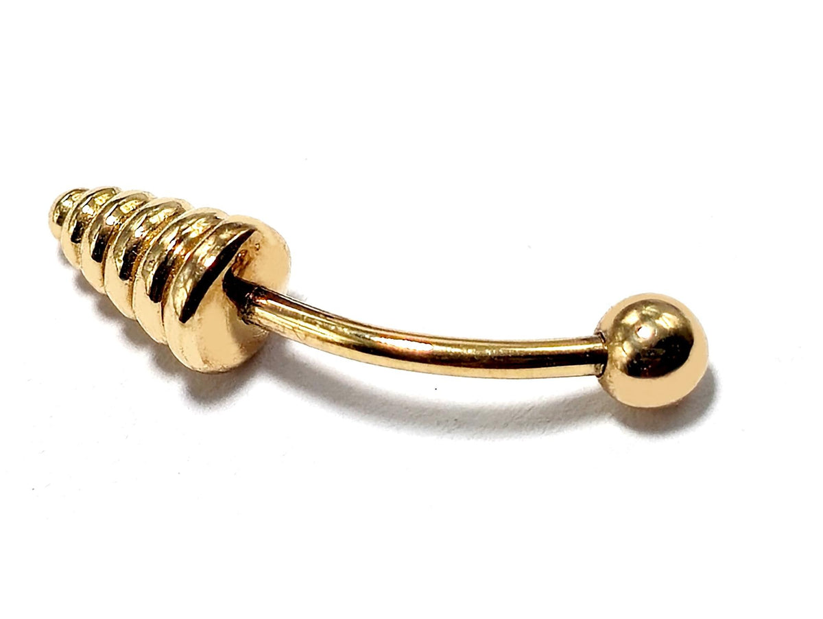14K Gold Spike Eyebrow Barbell: 16G Body Piercing Jewelry