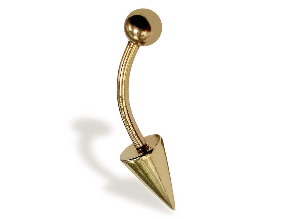 14K Gold Spike Eyebrow Barbell: 16G Body Piercing Jewelry