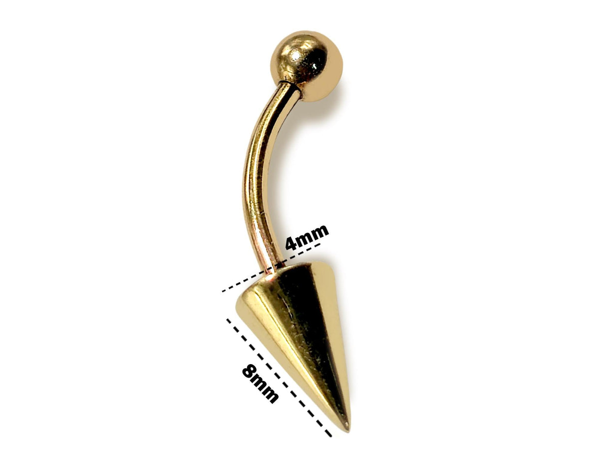 14K Gold Spike Eyebrow Barbell: 16G Body Piercing Jewelry