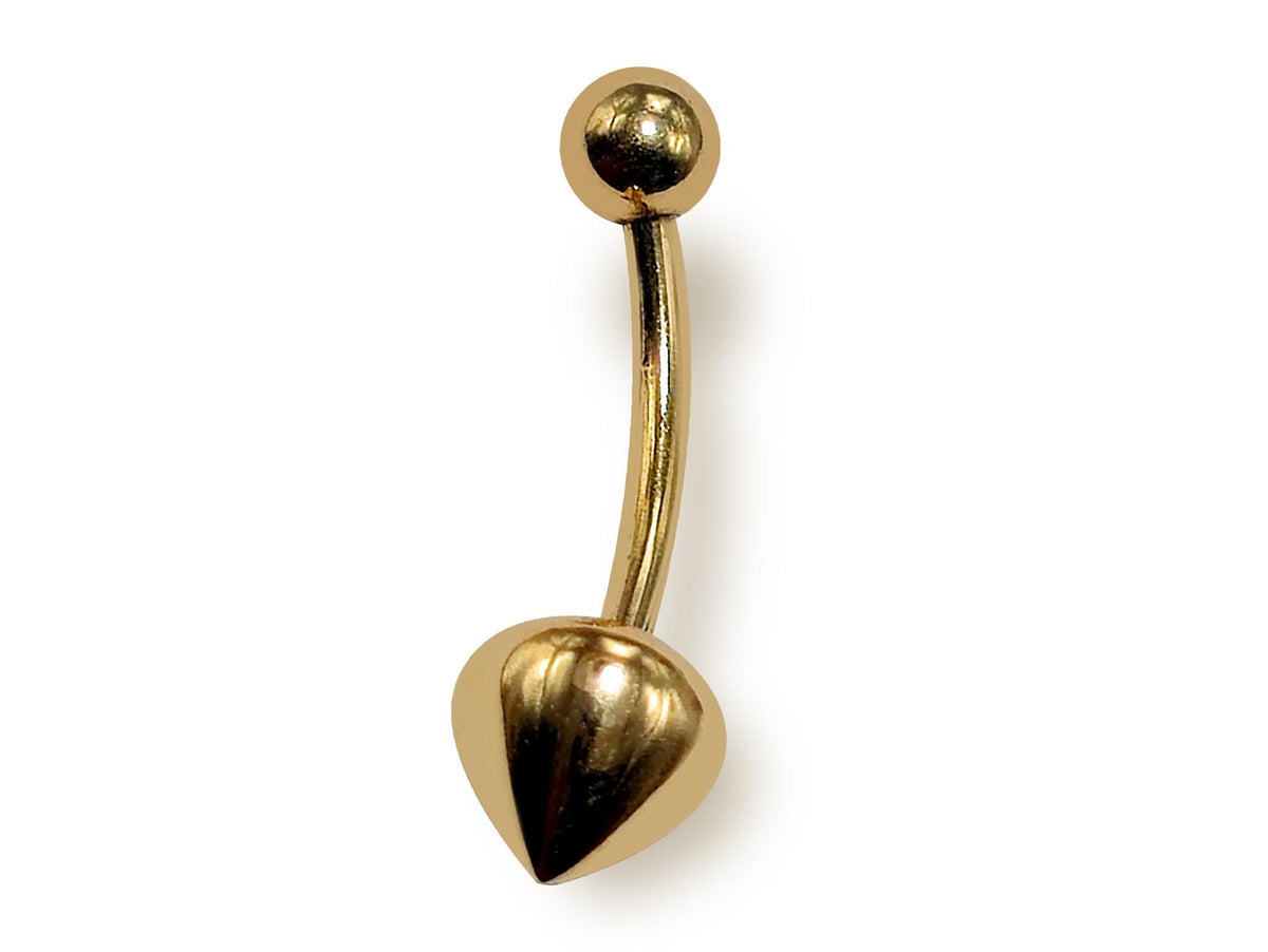 14K Gold Eyebrow Piercing: 16G Curved Barbell with Cone End