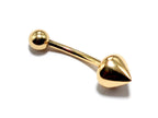 14K Gold Eyebrow Piercing: 16G Curved Barbell with Cone End