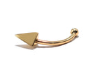 14K Gold Eyebrow Piercing: 16G Spike Pyramid Curved Barbell