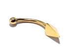 14K Gold Eyebrow Piercing: 16G Spike Pyramid Curved Barbell