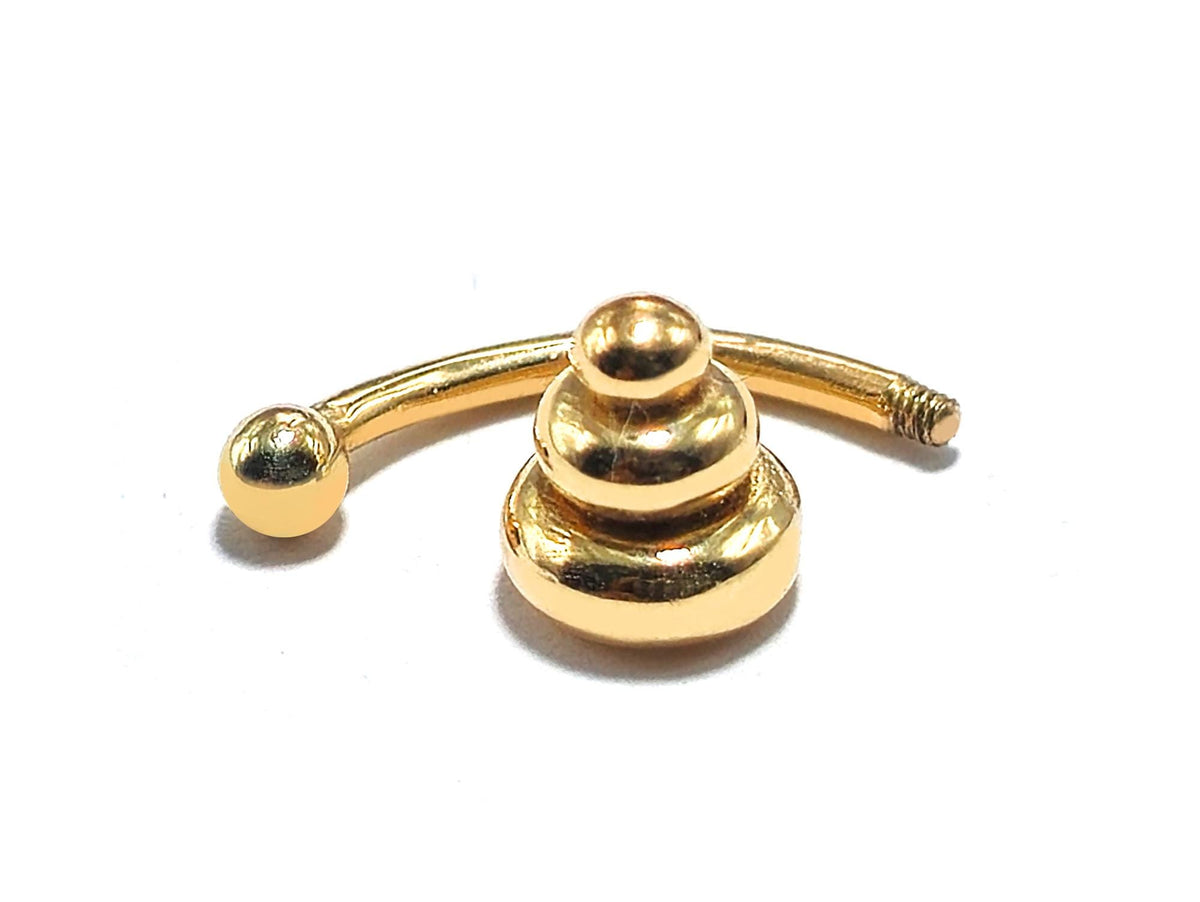 14K Gold Eyebrow Barbell: Unique Cone Body Piercing 16G
