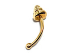 14K Gold Eyebrow Barbell: Unique Cone Body Piercing 16G