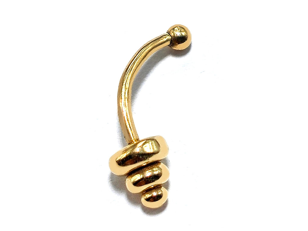 14K Gold Eyebrow Barbell: Unique Cone Body Piercing 16G
