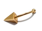 14K Gold Pyramid Spike Eyebrow Barbell - 16G Body Piercing