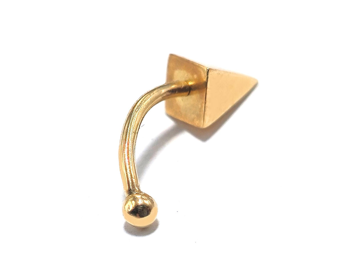 14K Gold Pyramid Spike Eyebrow Barbell - 16G Body Piercing
