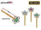 18K Gold Flower Nose Pin: Crystal Accent, Solid Gold Jewelry