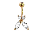 14K Gold Belly Button Ring: Crystal Navel Piercing Jewelry