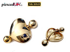 14K Gold Heart Belly Ring: Gemstone Navel Piercing Jewelry