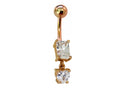 14K Gold Crystal Dangle Belly Bar: Hand-Polished Belly Button Ring