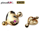 14K Gold Heart Belly Ring: Gemstone Navel Piercing Jewelry