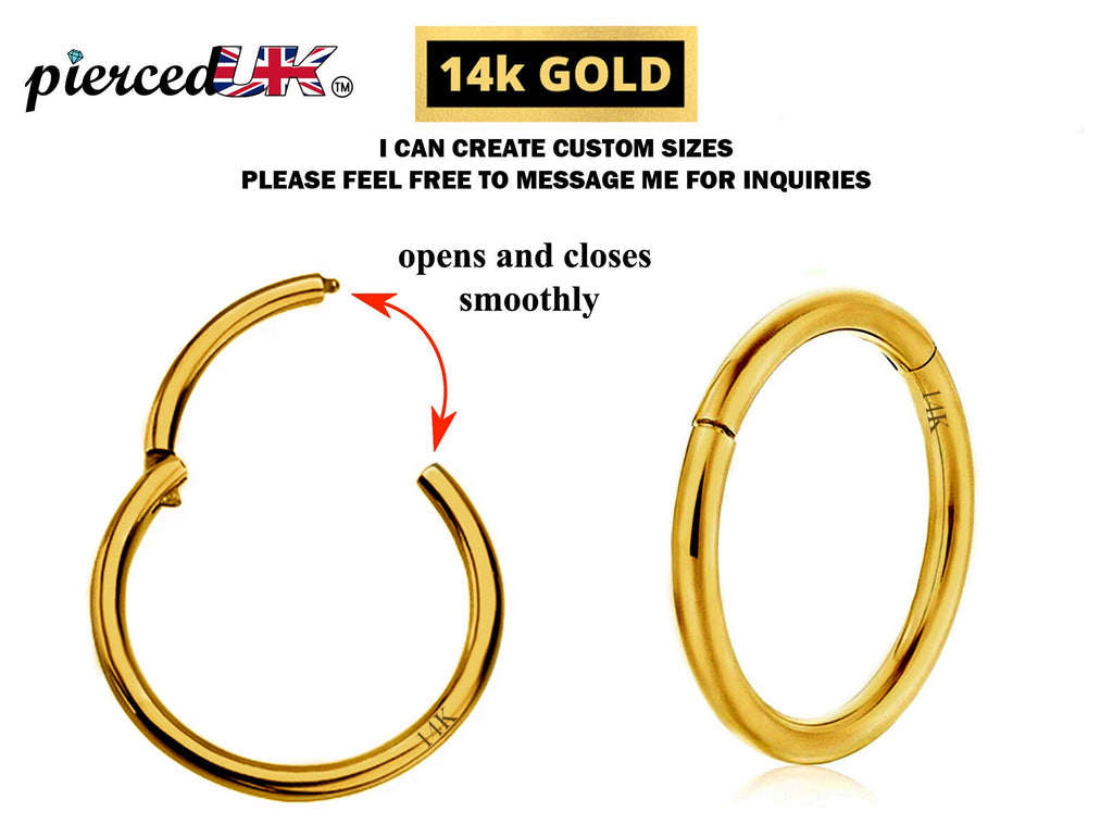 14K Gold Hinged Segment Ring: Septum, Nose, Lip, Cartilage Piercing