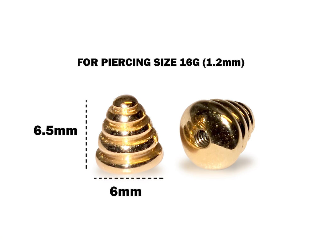 14K Gold Tiered Pyramid Spike: 16G Body Piercing Jewelry