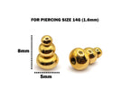 14K Gold Spike Tower Piercing Part: Handmade Barbell Jewelry
