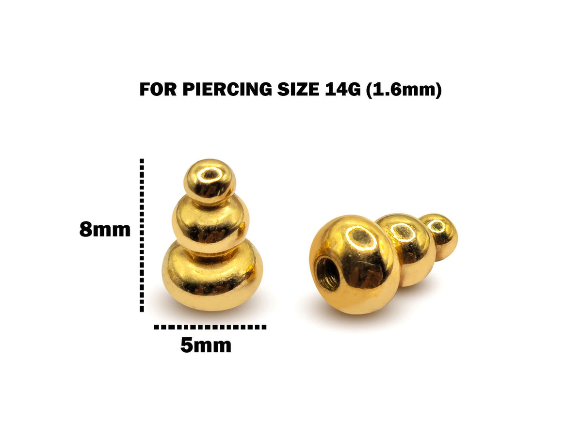 14K Gold Spike Tower Piercing Part: Handmade Barbell Jewelry