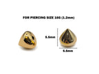 14K Solid Gold Round Cone End: 16G Body Piercing Jewelry