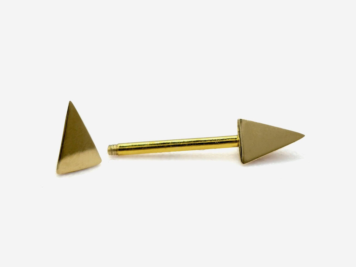 14K Gold Spike Nipple Barbell: 16G Body Piercing Jewelry