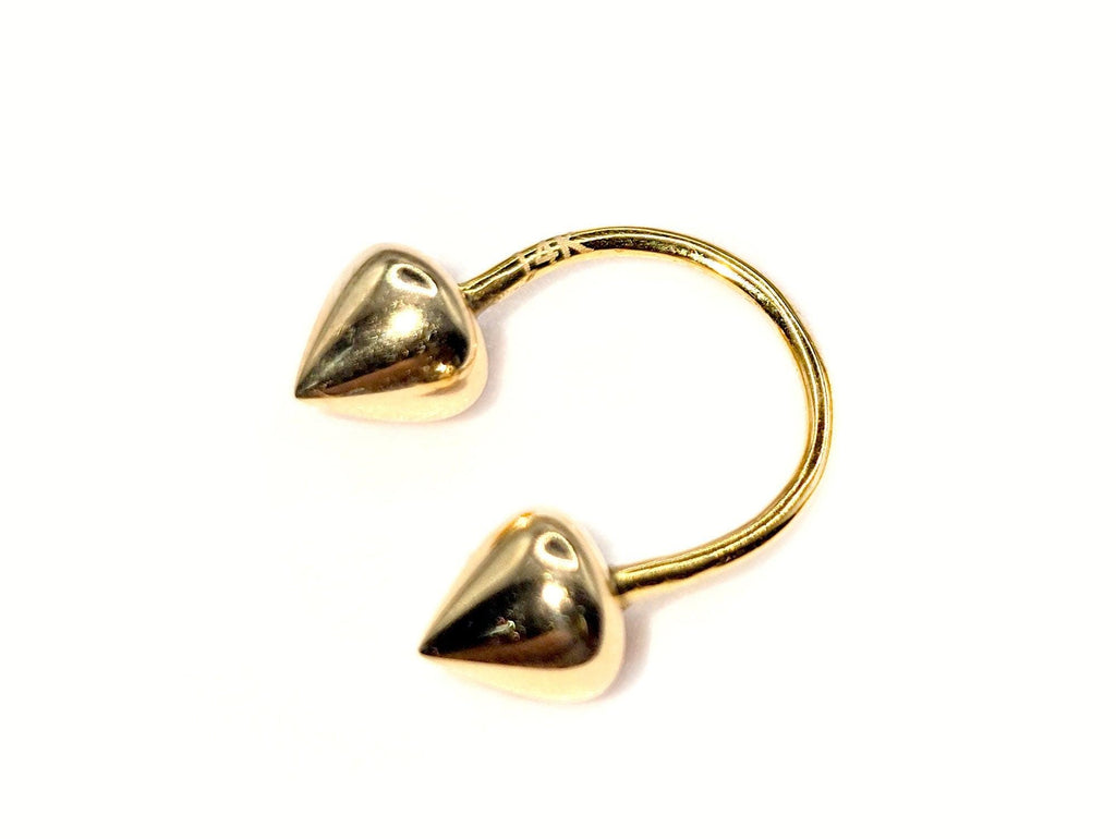 14K Gold Cone Septum Horseshoe Barbell - 16G Lip, Nose, Ear Piercing