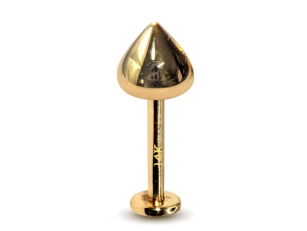 14K Gold Cone Labret Stud: 16G Lip & Tragus Piercing