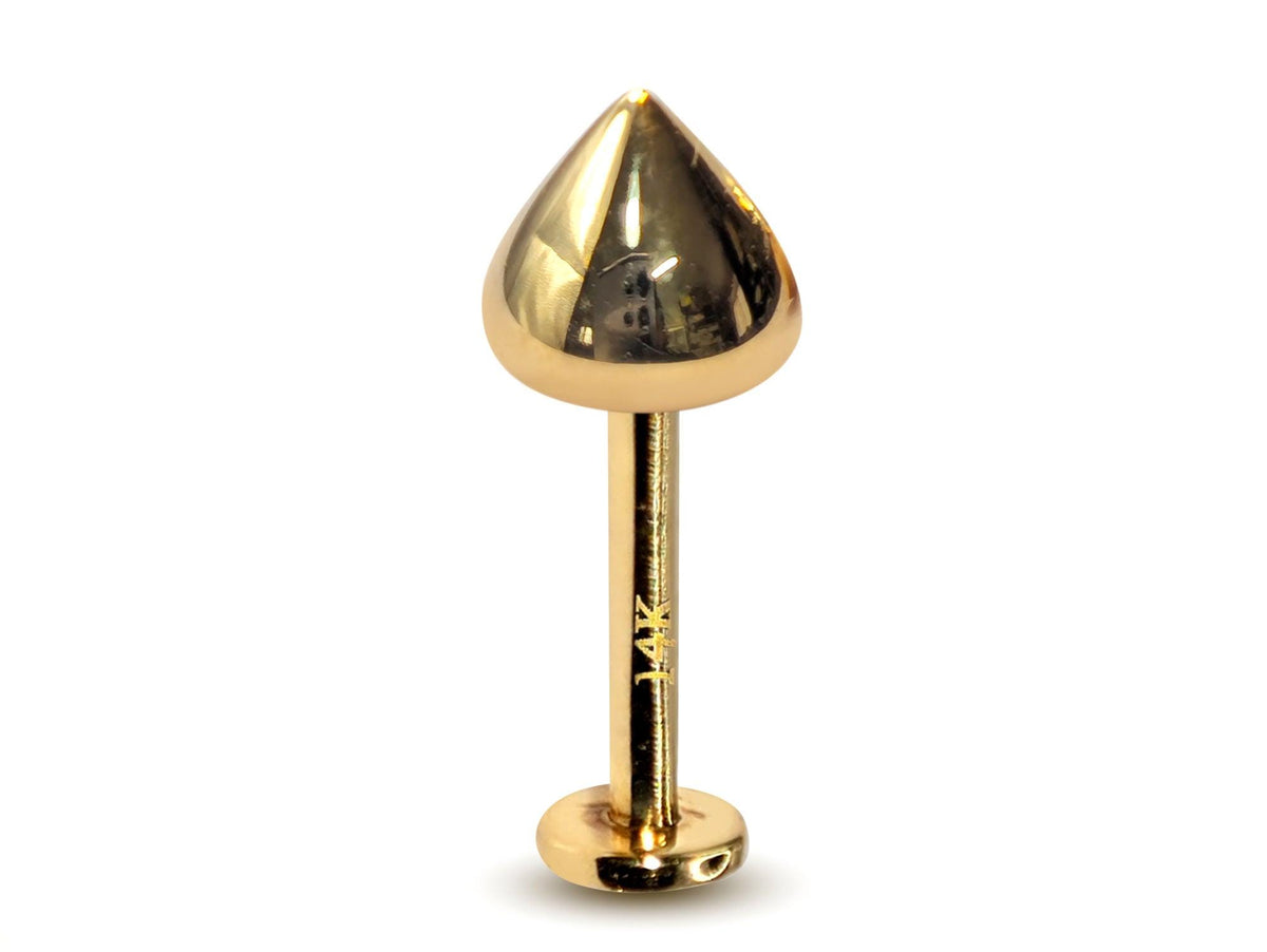 14K Gold Cone Labret Stud: 16G Lip & Tragus Piercing