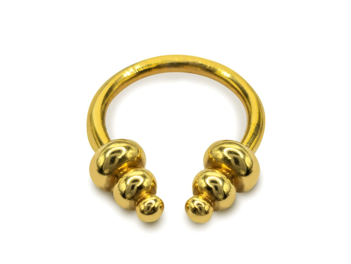 14K Gold Septum Horseshoe Barbell: Unique Lip/Nose Piercing (14G)