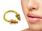 14K Gold Septum Horseshoe Barbell: Unique Lip/Nose Piercing (14G)