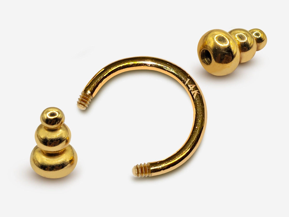 14K Gold Septum Horseshoe Barbell: Unique Lip/Nose Piercing (14G)