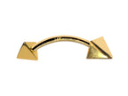 14K Gold Pyramid Spike Eyebrow Piercing: 14G Curved Barbell
